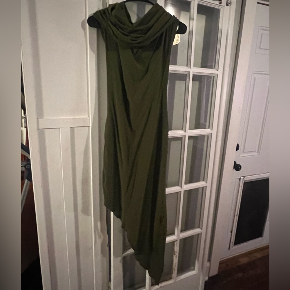 Zhen Nymph Forest Green Elven Cowl Hoodie Strap Back